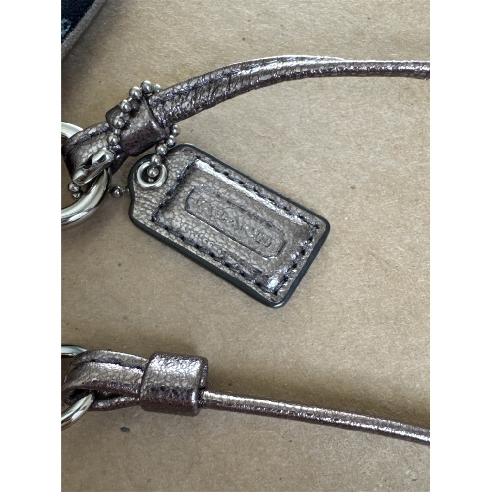 COACH Poppy Black Red Graffiti Bronze Metallic Leather Trim Wallet Wristlet EUC - Picture 7 of 16